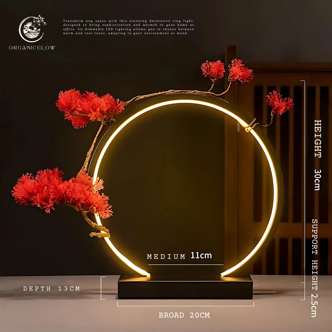 Japanese style LED ring light with base for objects